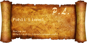 Pohli Lionel névjegykártya